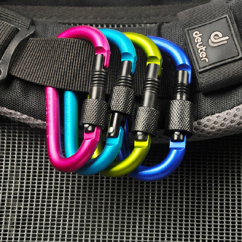 1/2pc Camping D-ring Lock Multifunctional Lock Buckle 7colours Screw Lock  Hook Lock Buckle Keychain Outdoor Camping Lock Buckle